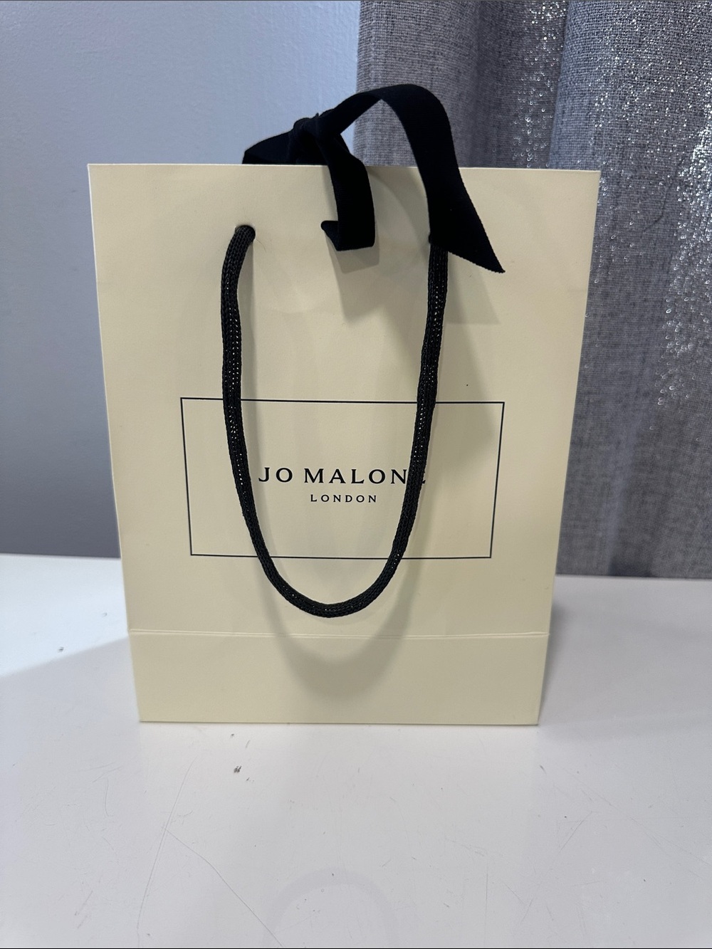 Authentic Jo Malone Cream and Black Branded Gift Bag with Ribbon